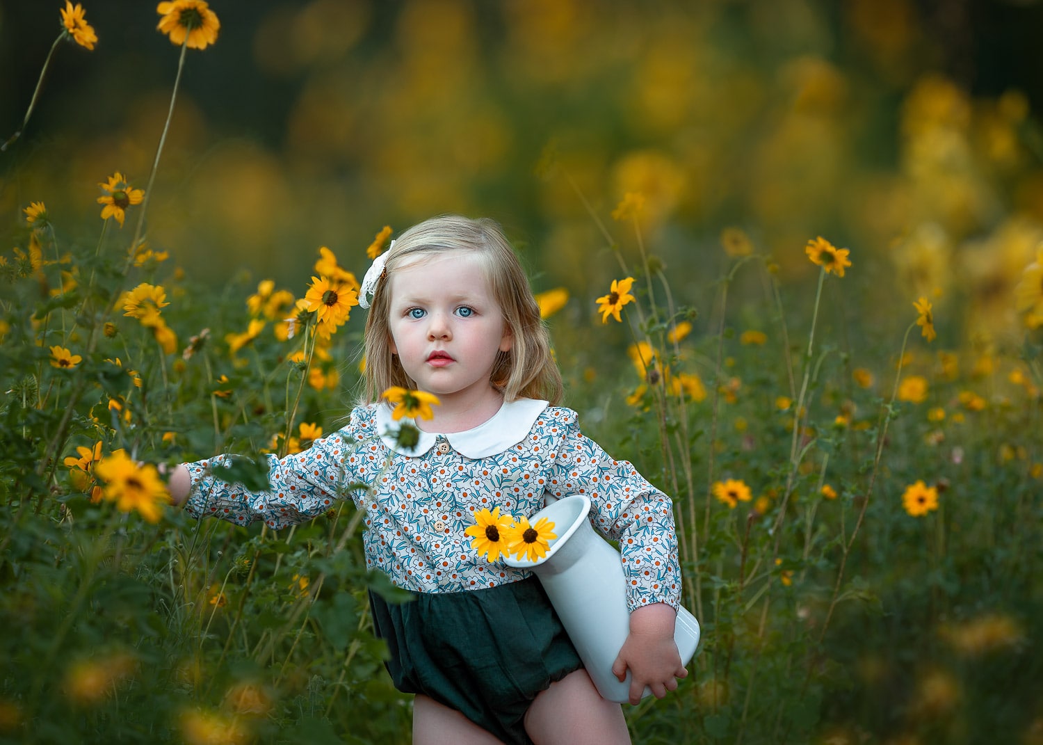 Perth girl in yellow flowers during photoshoot