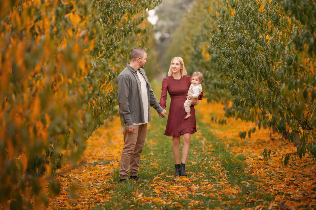 Perth Family with 1 year old boy toddler during Autumn Photo Shoot at Raeburn Orchard