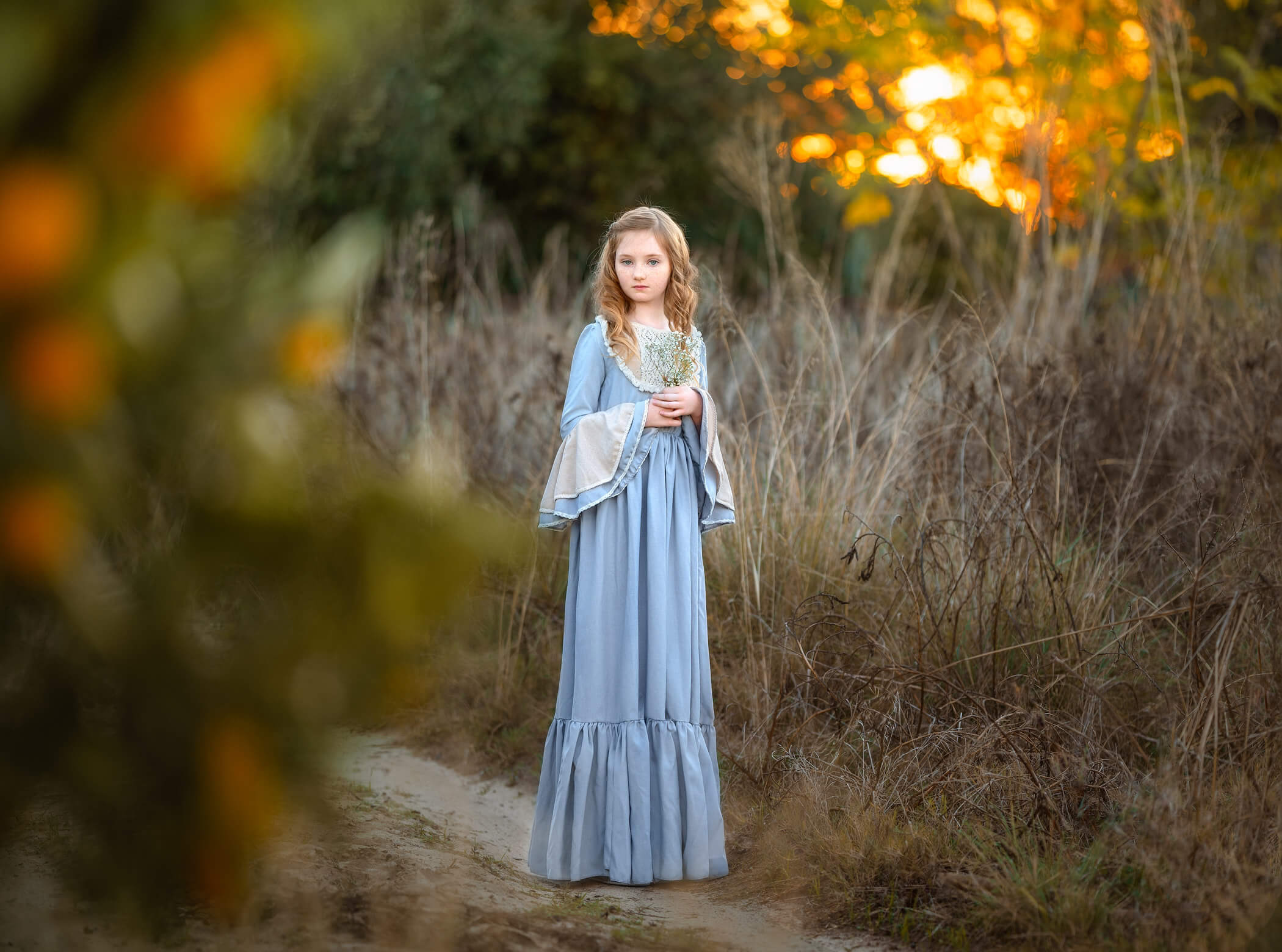 9 year old girl during outdoor Styled Children Portrait Session in Perth